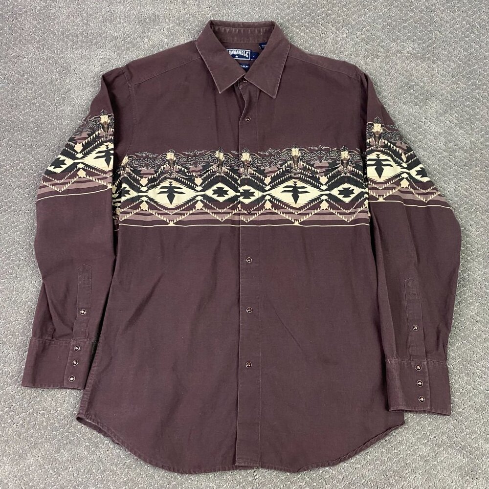 Vintage Panhandle Slim Pearl Snap Shirt Men's Large Western Aztec Southwestern